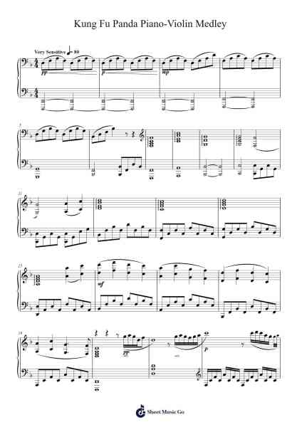 Kung Fu Panda Piano-Violin Medley Sheet Music by John Powell/Hans Zimmer-Arr.O'Neilgrey