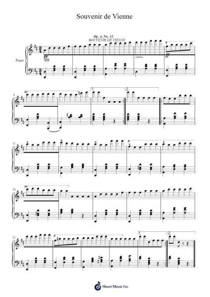 Souvenir de Vienne, Op. 4, No. 12 Sheet Music by Sigismond Thalberg-Arr.Pipril