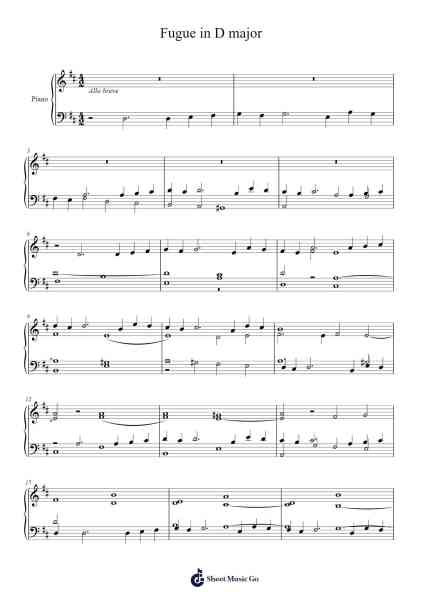 Fugue in D Major Sheet Music by Mikhail Glinka-Arr.Prittville Millbrian