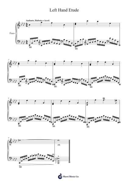 Left Hand Etude Sheet Music by tkk4aa-Arr.Osrias Drewnia