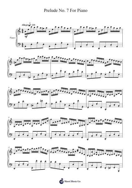 Prelude No. 7 For Piano Sheet Music by Eleazar Torres Gallegos-Arr.Dannah Motfitch