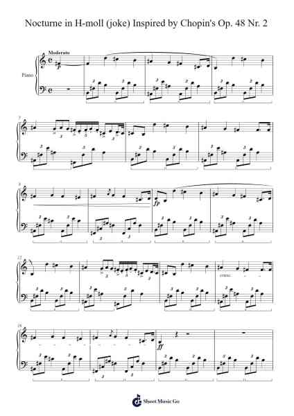 Nocturne in B Minor "Inspired by Chopin's Op. 48 No. 2" Sheet Music by Genewat Duttret-Arr.Charjames