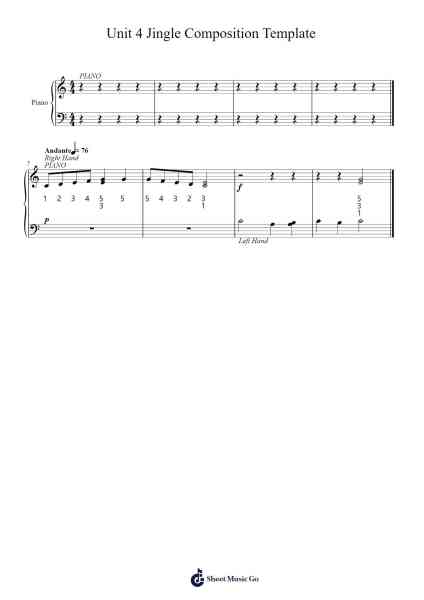 Unit 4 Jingle Composition Template Sheet Music by Soula-Arr.Hewgy Fowearl