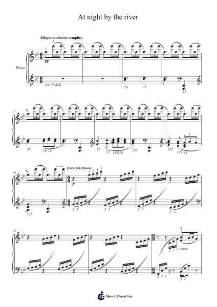 At Night by the River Sheet Music by Mykola Leontovych-Arr.Trebes