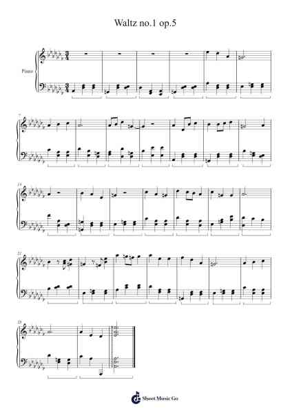 Waltz No. 1 in E-flat major, Op. 5 Sheet Music by ryanmcgold201-Arr.Fitzbaird Marreade