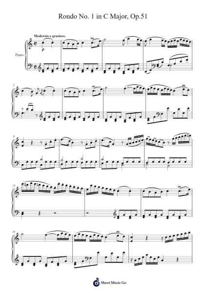 Rondo No. 1 in C Major, Op.51 Sheet Music by Ludwig van Beethoven-Arr.Cherlian Zimreed