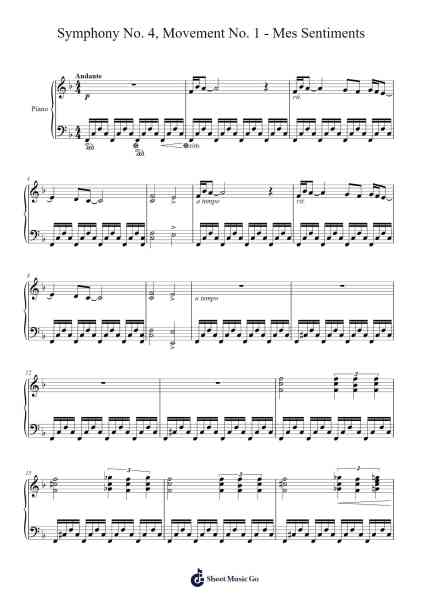 Symphony No. 4, Movement No. 1 "Mes Sentiments" Sheet Music by Odi Markther-Arr.Hunfrances Dunnfay
