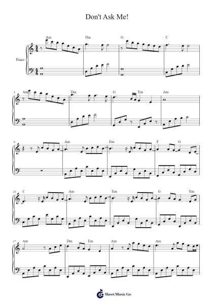 Don't Ask Me! Sheet Music oleh Sercius-Arr.Bunjoan Payley