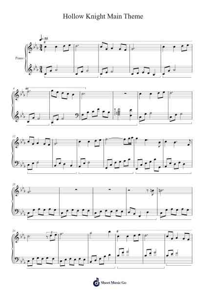 Hollow Knight Main Theme Sheet Music by Christopher Larkin-Arr.Subill