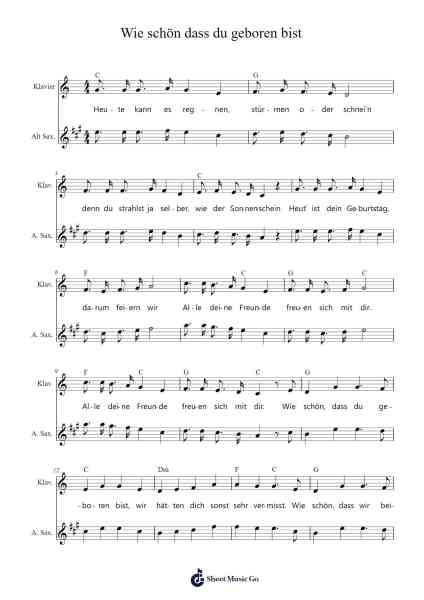 Wie schön dass du geboren bist Sheet Music by Rolf Zuckowski-Arr.Hagpold