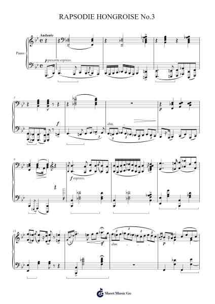 Hungarian Rhapsody No. 3 in B-flat Major, S.244/3 Sheet Music by Franz Liszt-Arr.Yetlup Hoybird
