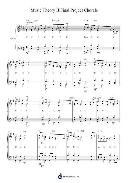 Music Theory II Final Project Chorale Sheet Music by Bill Etter-Arr.Morsedric