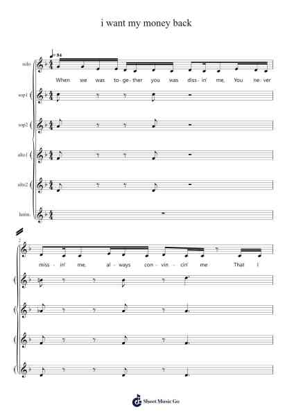 i want my money back Sheet Music by Tiffany Day-Arr.Fosil Johnlind