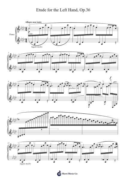Etude for the Left Hand, Op.36 Sheet Music by Felix Blumenfeld-Arr.Kyleyy