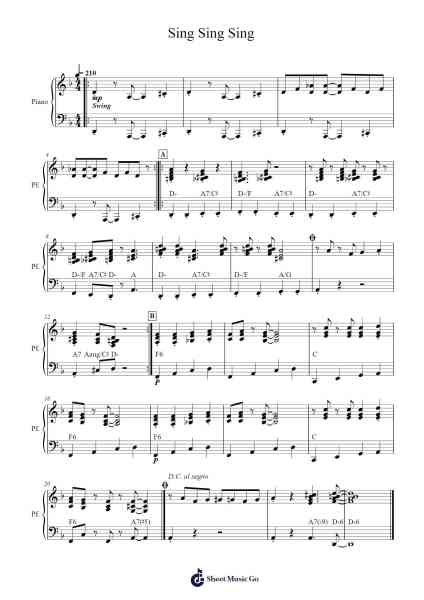 Sing Sing Sing Sheet Music by Louis Prima-Arr.Pullzie Willmiles