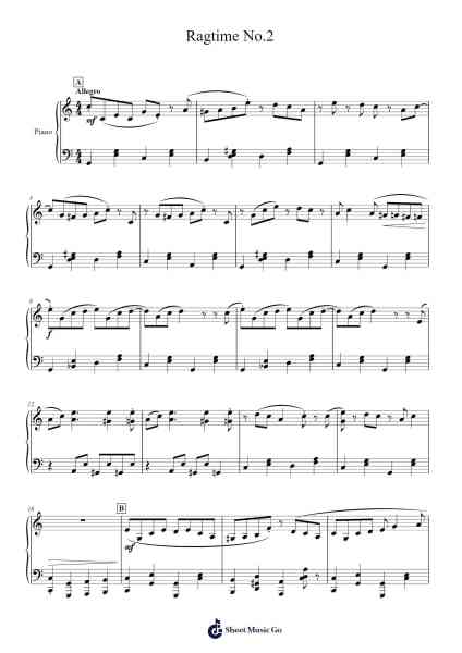 Ragtime No.2 Sheet Music by Richard Cai-Arr.Louhal