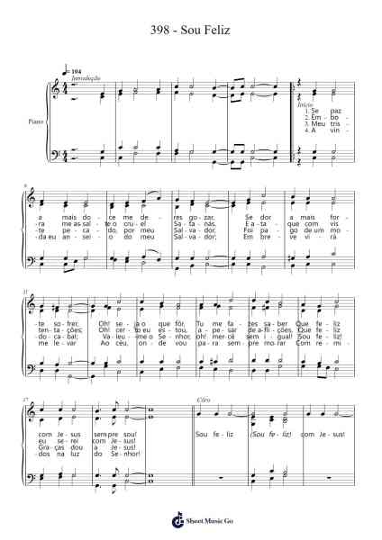 Sou Feliz Sheet Music by Phillip Paul Bliss-Arr.Pricehe