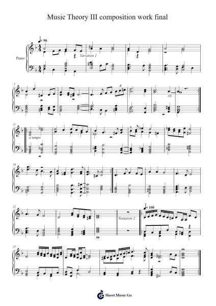 Music Theory III composition work final Sheet Music by Emiry Brade-Arr.Evertrine Curcent