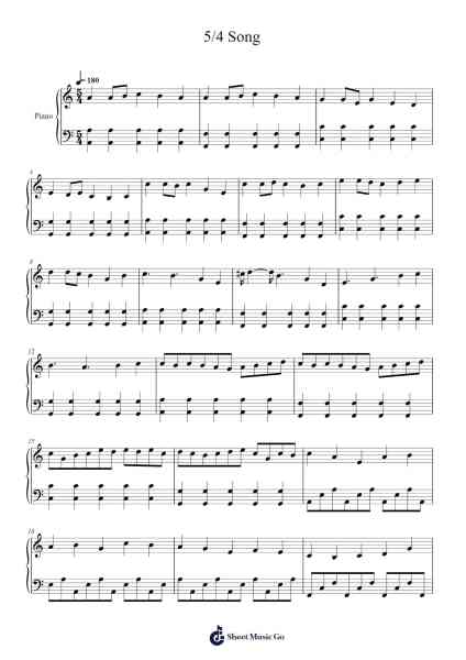 5/4 Song Sheet Music by Roysy-Arr.Gibger Burnsleif