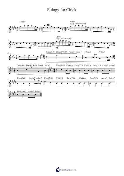 Eulogy for Chick Sheet Music by Frantzes Elzaurdia-Arr.Leostone Swinclaude