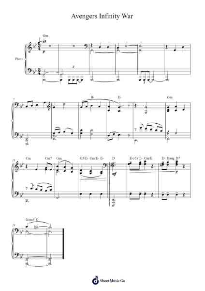 Avengers Infinity War Sheet Music by Alan Silvestri-Arr.Leolop Faypys