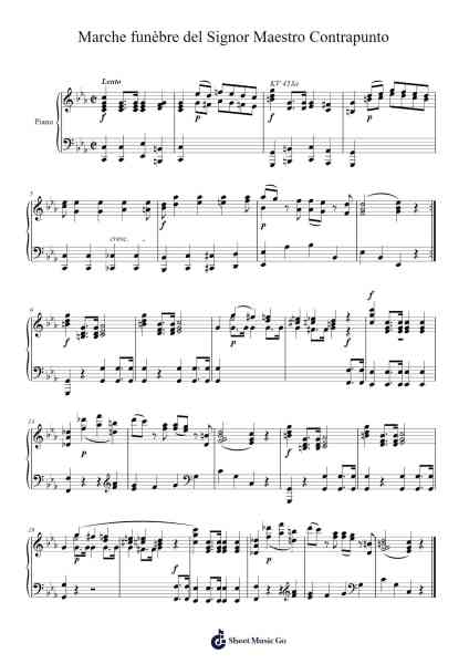 Marche funèbre del Signor Maestro Contrapunto Sheet Music by Wolfgang Amadeus Mozart-Arr.Hegil Claireglan
