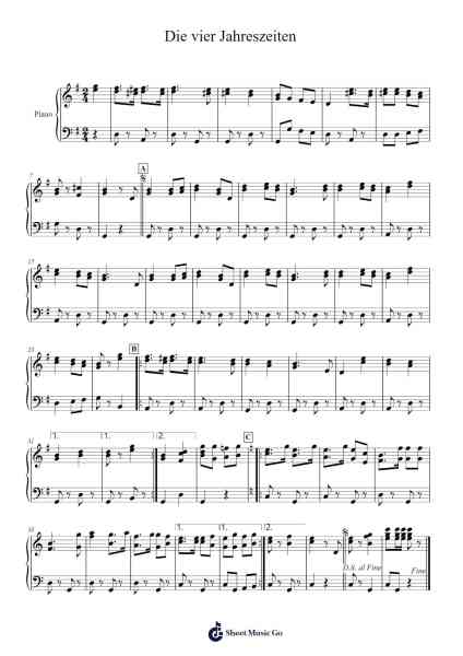 Die vier Jahreszeiten Sheet Music by Avsenik-Arr.Byjob Hardrey