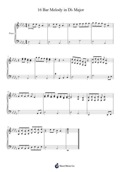 16 Bar Melody in D♭ Major Sheet Music by Pitkirk-Arr.Hartelius Toddkit