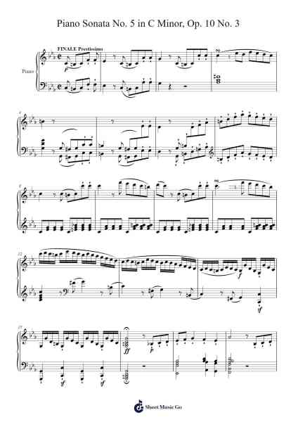 Piano Sonata No. 5 in C Minor, Op. 10 No. 3 Sheet Music by Ludwig van Beethoven-Arr.Maclup