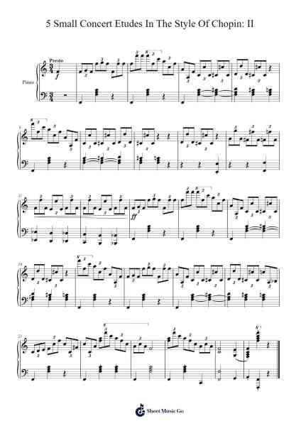 5 Small Concert Etudes In The Style Of Chopin: II Sheet Music by alessiokoopa8-Arr.Glacarr