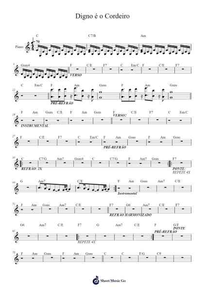 Digno é o Cordeiro Sheet Music by Diante do Trono-Arr.Cecus Yepher
