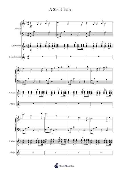 A Short Tune Sheet Music by -Arr.Orence