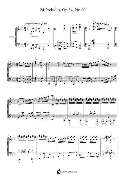 24 Preludes, Op. 34 No. 20 in C Minor Sheet Music by Dmitri Shostakovich-Arr.Hifaithe Fojames