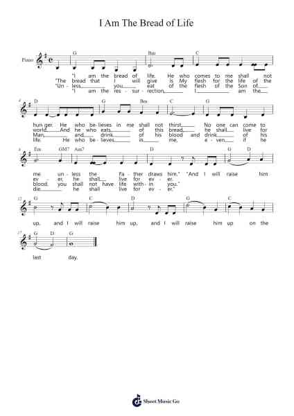 I Am The Bread of Life Sheet Music by Suzanne Toolan-Arr.Chaupenn Mattkay