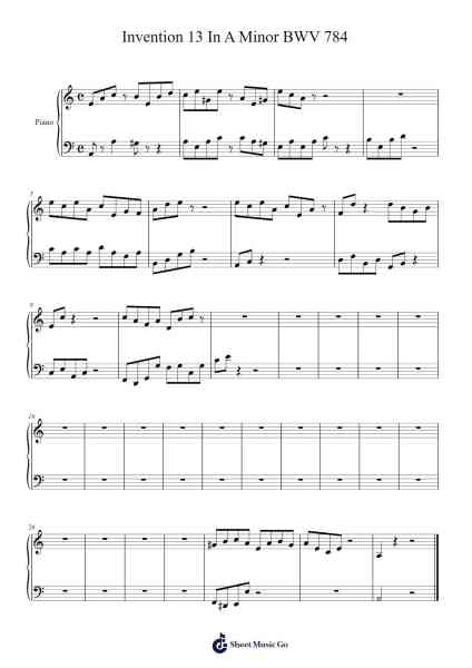 Invention 13 In A Minor BWV 784 Sheet Music by Johann Sebastian Bach-Arr.Fitzbaird Marreade