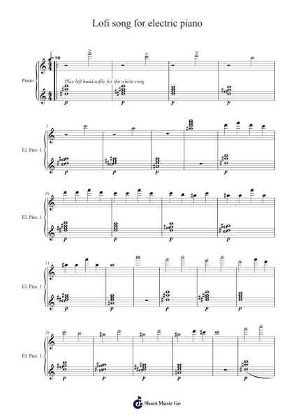 Lofi song for electric piano Sheet Music by Earwey-Arr.Greenblack Xawilde
