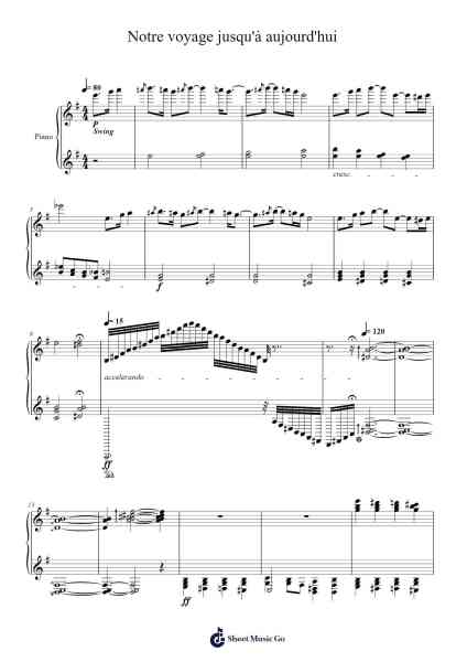 Notre voyage jusqu'à aujourd'hui Sheet Music by Greengreve Toyndore-Arr.Morsedric