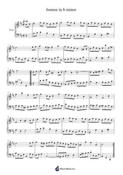 bouree in b minor Sheet Music by MrBobbyGuy3-Arr.Krispert