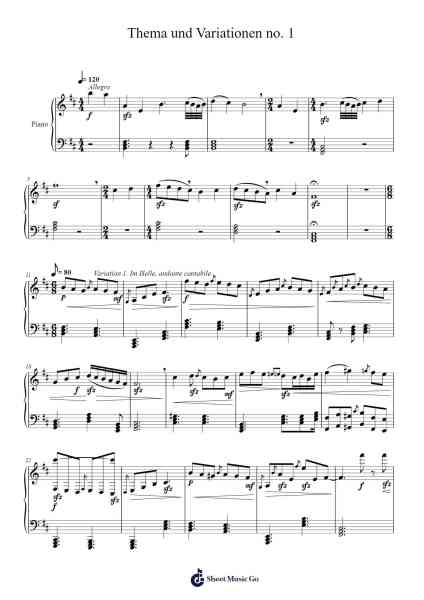 Thema und Variationen no. 1 樂譜由 P. Veen - 編曲 Deirrine Sisibyl