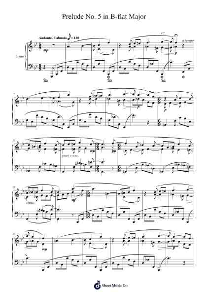 Prelude No. 5 in B-flat Major Sheet Music by Matthew Wong-Arr.Markxy