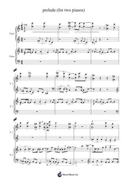 Prelude (for Two Pianos) Sheet Music by E. Kaļva-Arr.Quinnbar Oglie
