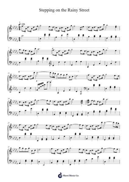 Stepping on the Rainy Street Sheet Music by The Daydream-Arr.Montholt