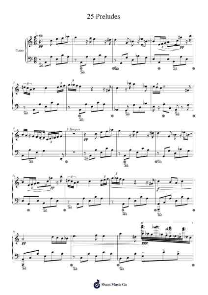 25 Preludes in A Minor Sheet Music by danubioa09121-Arr.Reylome