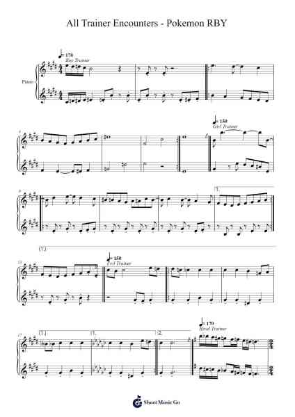 All Trainer Encounters - Pokemon RBY Sheet Music by Junichi Masuda-Arr.Sinrin Sibylnice