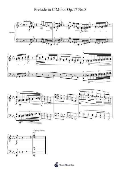 Prelude in C Minor, Op. 17 No. 8 Sheet Music by Viomin-Arr.Ligreen