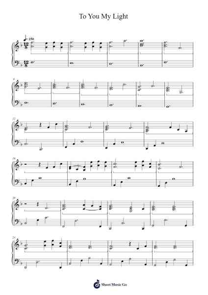 To You My Light Sheet Music by Maktub (마크툽)-Arr.Minmeg Bobfax