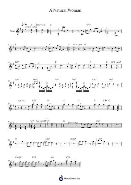 A Natural Woman Sheet Music by Aretha Franklin-Arr.Annrhys