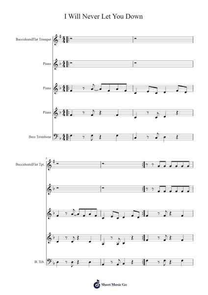 I Will Never Let You Down Sheet Music by Sam Cooper-Arr.Bertreade