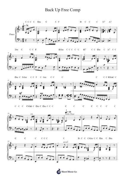 Back Up Free Comp Sheet Music by Lani Ringel-Arr.Blabott