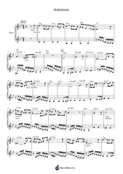 Amoroso Sheet Music by Annibal A. Sardinha/Luiz Bittencourt-Arr.Yorkkim